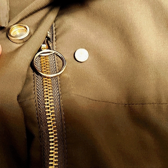 MaNGo Faux Fur Lined Hooded Jacket Women Oversized Olive Green Zip-up XXS NWOT - Picture 6 of 14